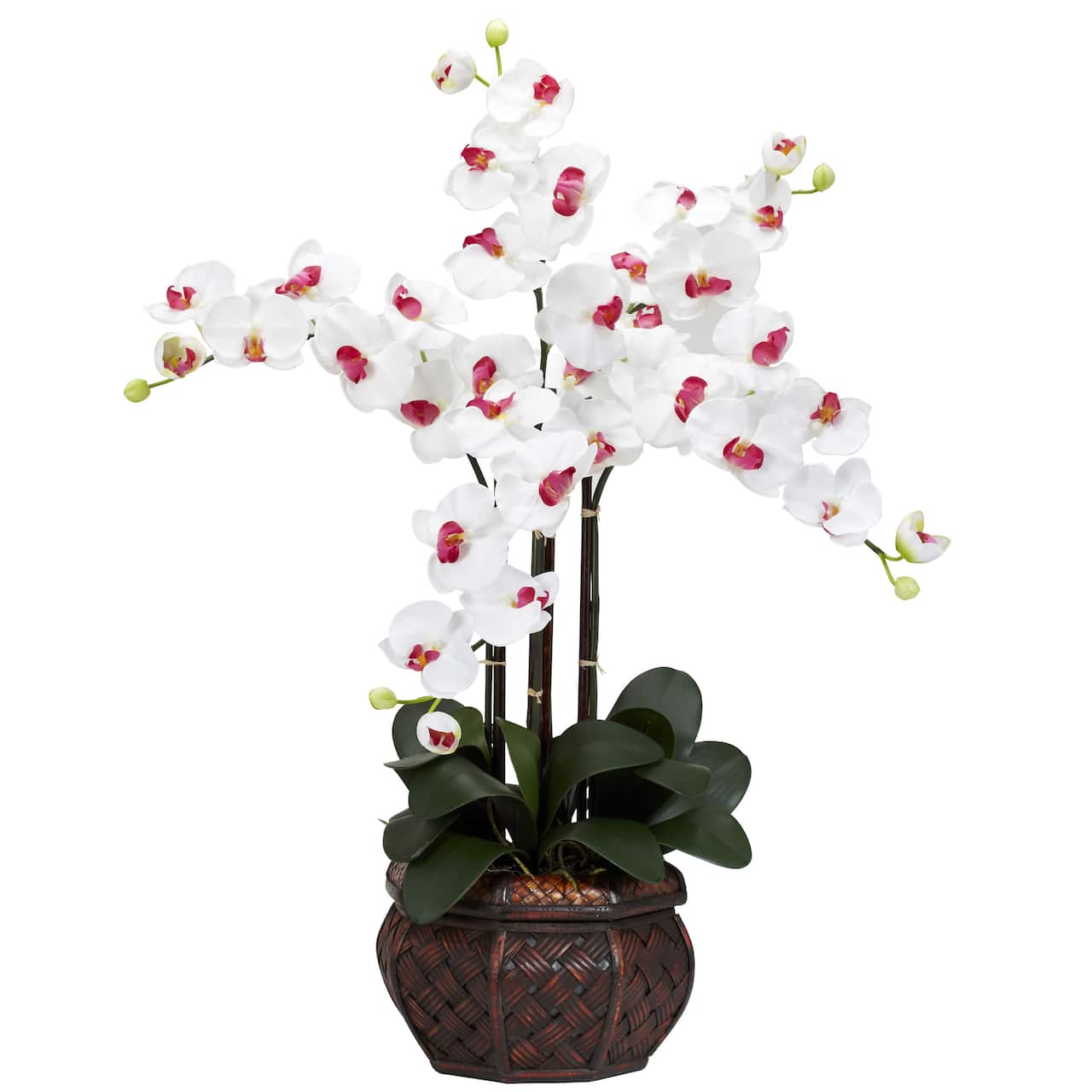 2.5ft. Moth Orchid Silk Flower Arrangement in Decorative Vase